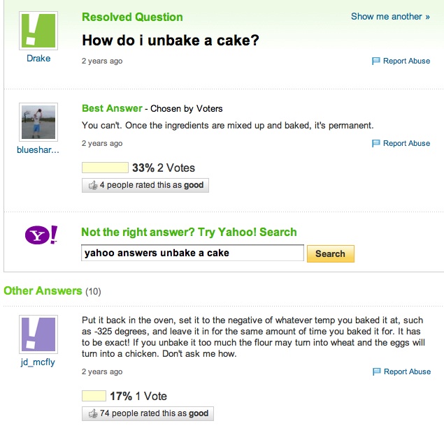 Unbaking a Cake
